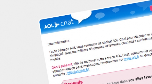 AOL : emailing lancement nouveaux services
