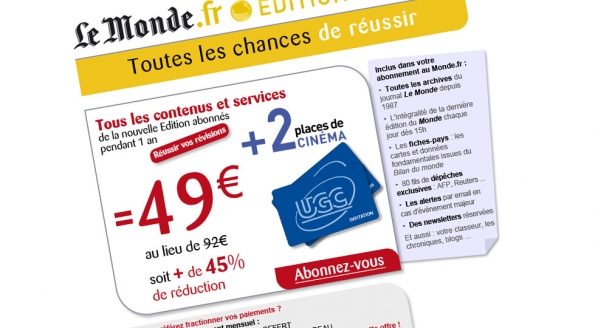 Lemonde.fr : emailing étudiants « toutes les chances de réussir »